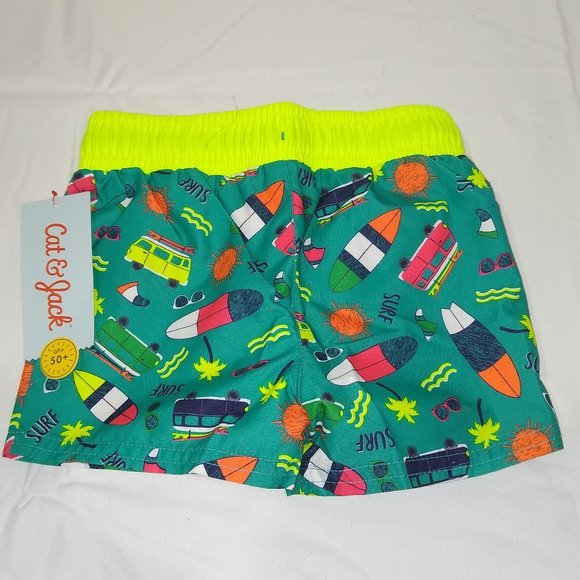 NWT Cat Jack Boys Surf Print Swim Trunks 9M UPF 50+ 16.8-19.5LB Target - Picture 2 of 4